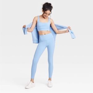 NEW JoyLab Blue Scalloped High-Rise 7/8 Leggings‎ Size XL